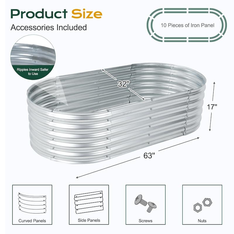 Aoodor Galvanized Raised Garden Bed Kit for Vegetables, Flowers, Herbs