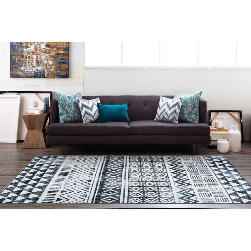 World Rug Gallery Bohemian Geometric Machine Washable Area Rug
