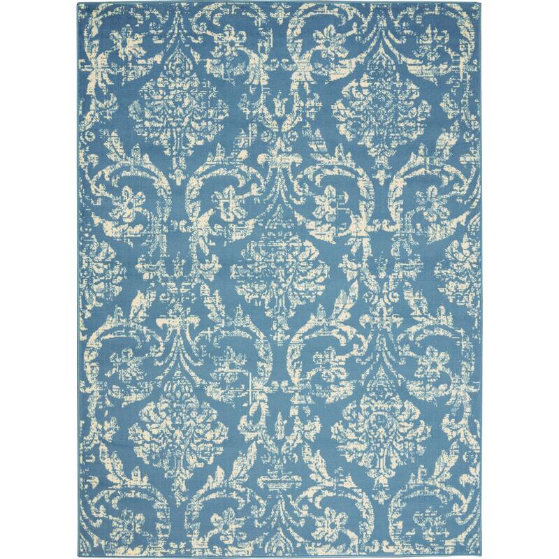 Nourison Jane Farmhouse Vintage Indoor only Damask Area Rug - 6' x 9' - Blue