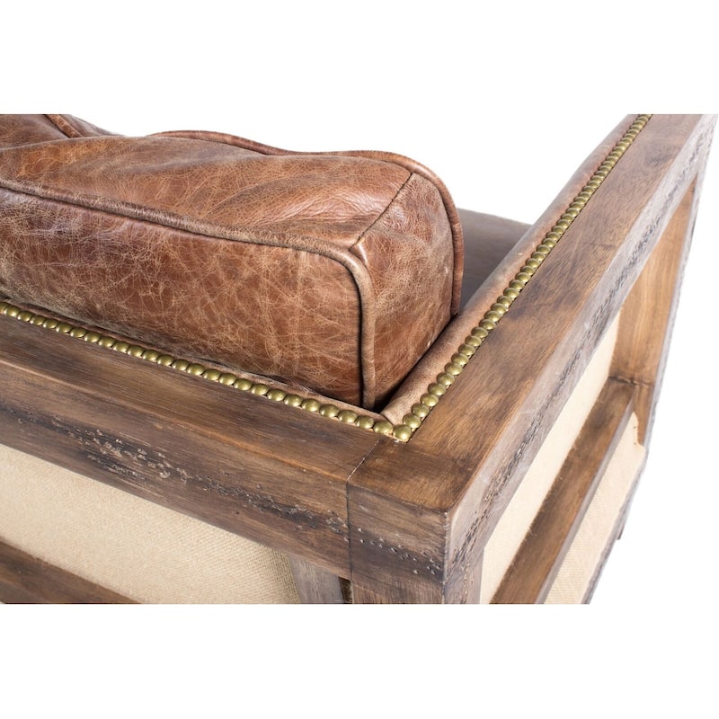 Aurelle Home Dina Vintage Brown Leather Sofa