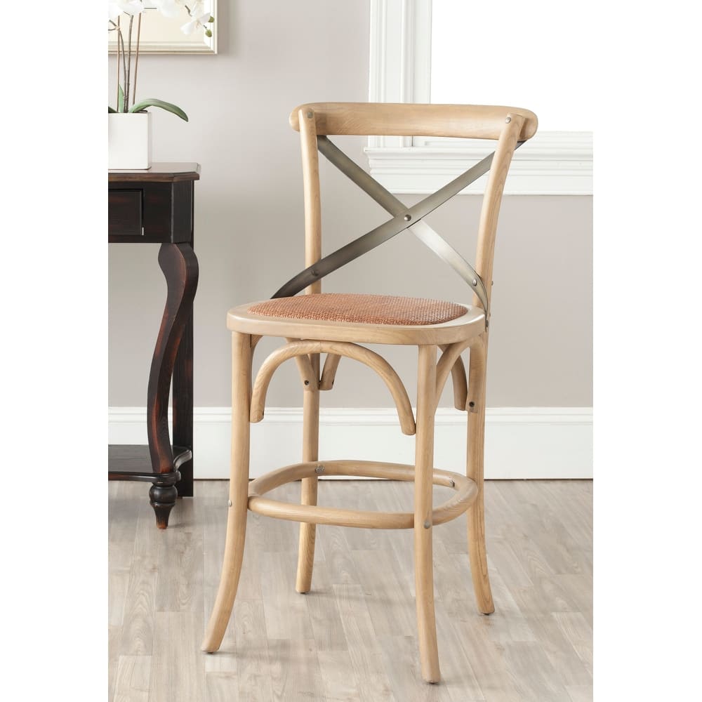 SAFAVIEH Doris 24-inch x-Back Antique White Counter Stool - 20Wx22Dx39H