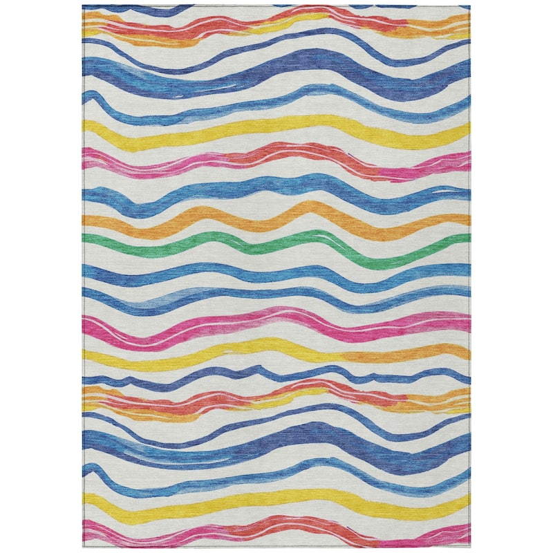 HomeRoots Striped Transitional Rectangle Outdoor Rug