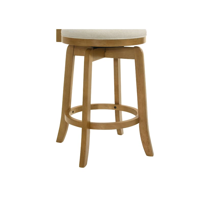 Elle Modern Swivel Bar Stool, Upholstered Counter Height Chair with Wood Frame