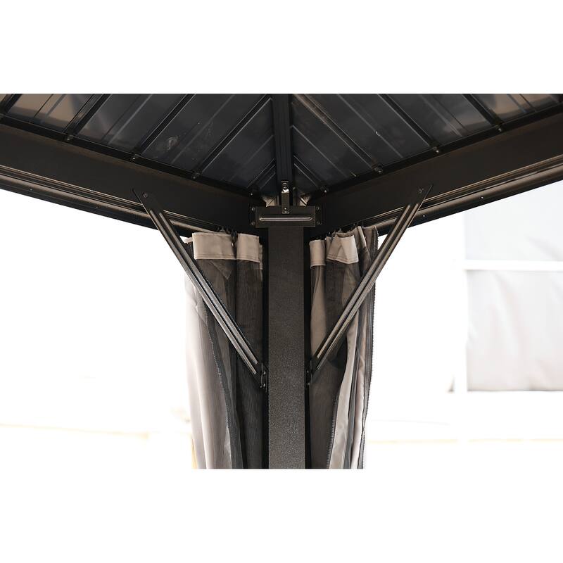 10x10FT Aluminum Permanent Hardtop Gazebo with Steel Canopy for Outdoor Patio, Garden, Backyard