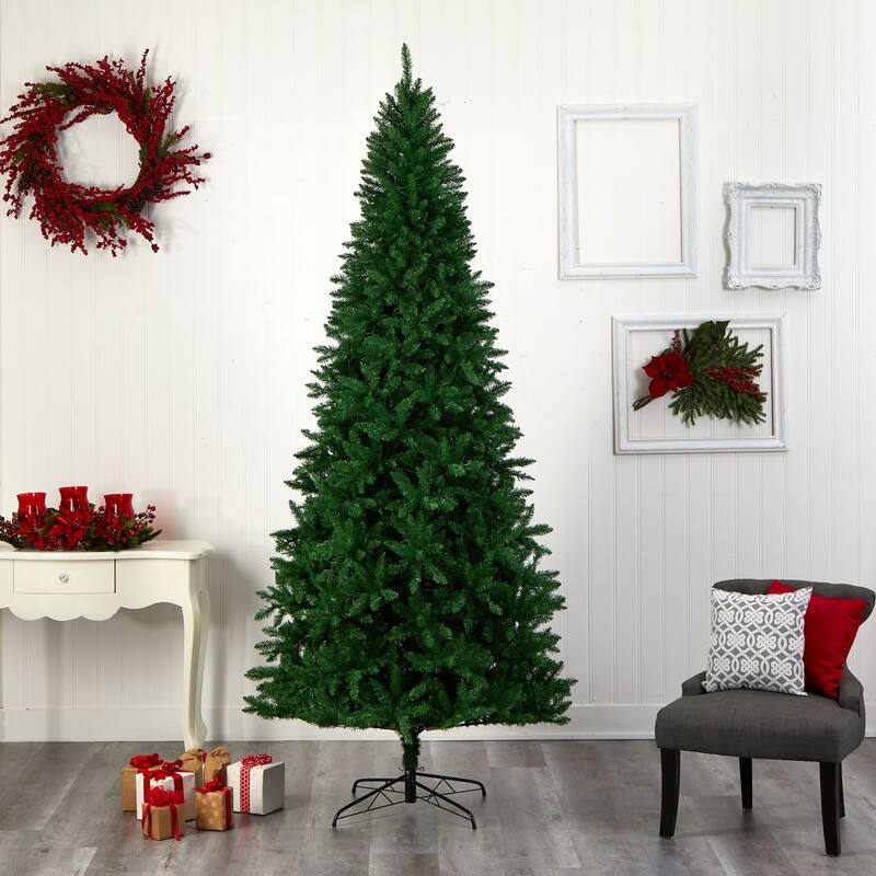 9ft. Fir Artificial Christmas Tree with 800 Clear LED Lights & 2093 Branches - Majestic Seasonal Holiday X-Mas Display
