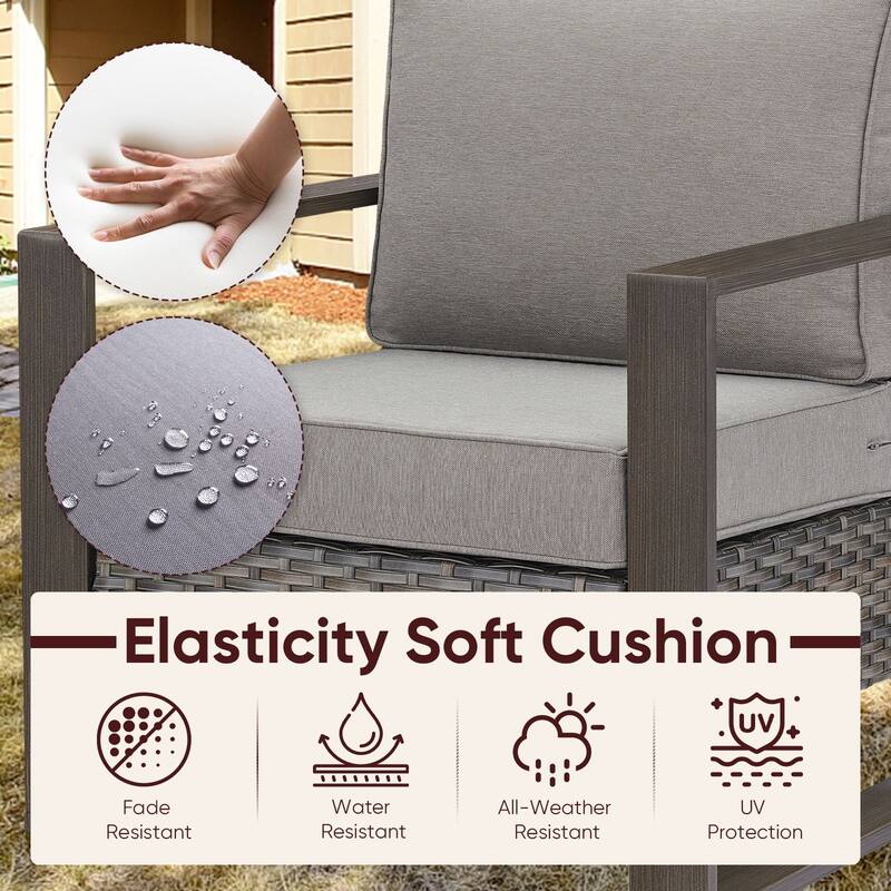 Pocassy 4 Pieces Outoor Patio Club Chair Ottoman Set