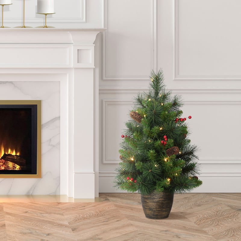 Puleo International Pre-Lit 2' Table Top Artificial Christmas Tree