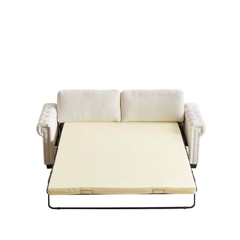 FX 83.8" Convertible Sleeper Sofa Bed, 2-in-1 Pullout Sofa Bed, Polyester Sleeper Sofa Bed with Folding Mattress