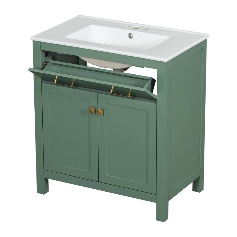 60" Modern Green Bathroom Vanity Set with Double Vanities