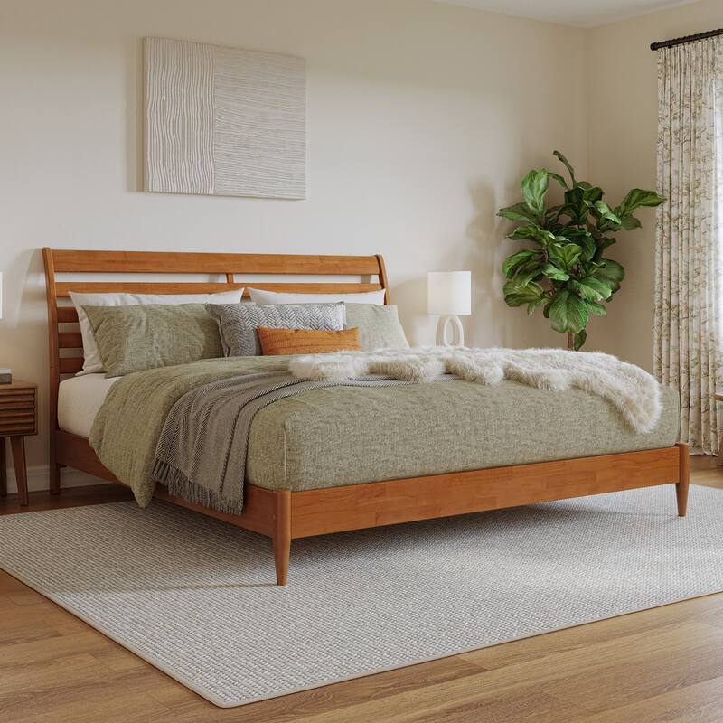 Savannah Solid Wood Low Profile Platform Bed - Light Toffee - King