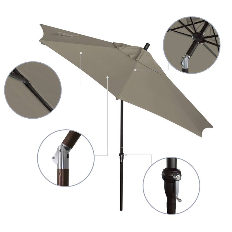 California Umbrella 9' Rd Alum Crank Open Auto Tlit Patio Umbrella