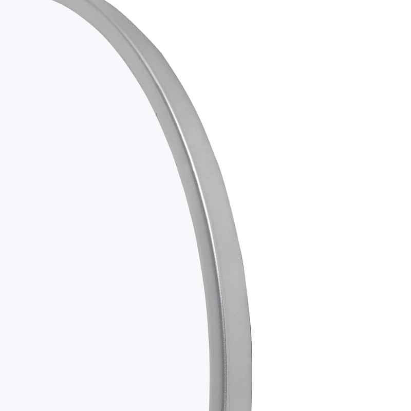 HomeRoots 36" Silver Metal Arch Tilting Framed Accent Mirror - 23.97 in. x 35.76 in. x 1.57 in.