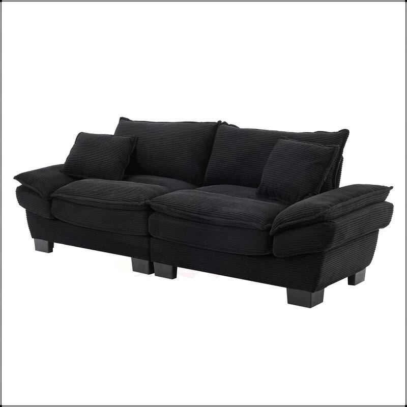 Corduroy Sofa Sleeper with Pillows