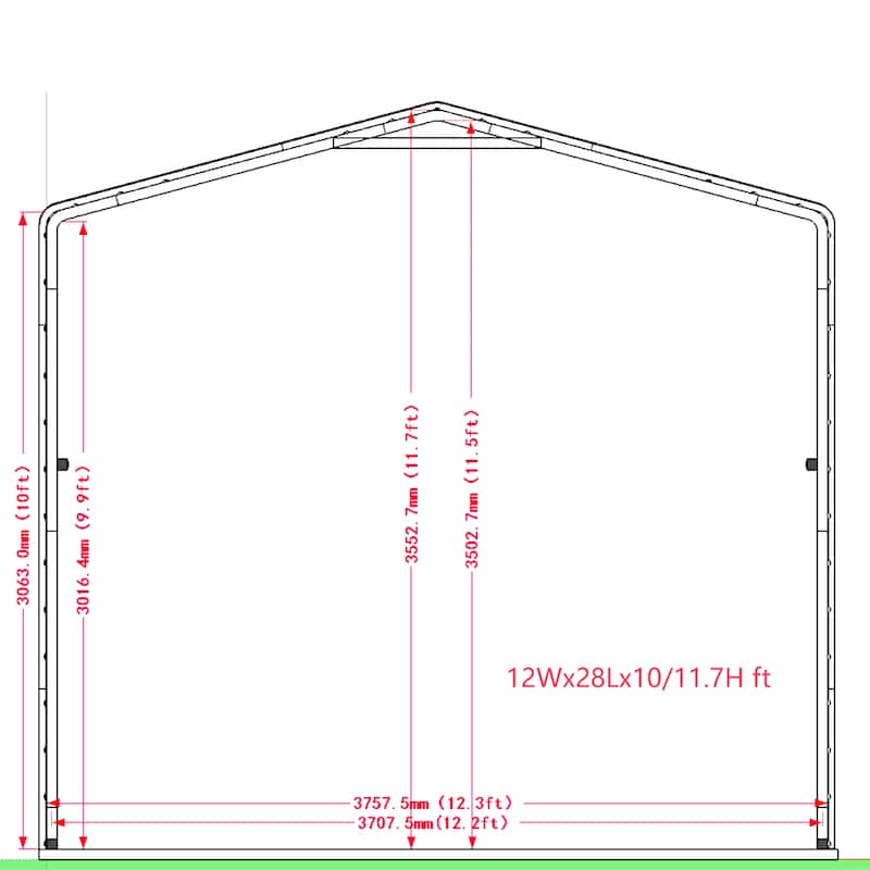 ALEKO Galvanized Steel Carport Canopy Shelter with Sidewalls 12 x 28 feet Grey