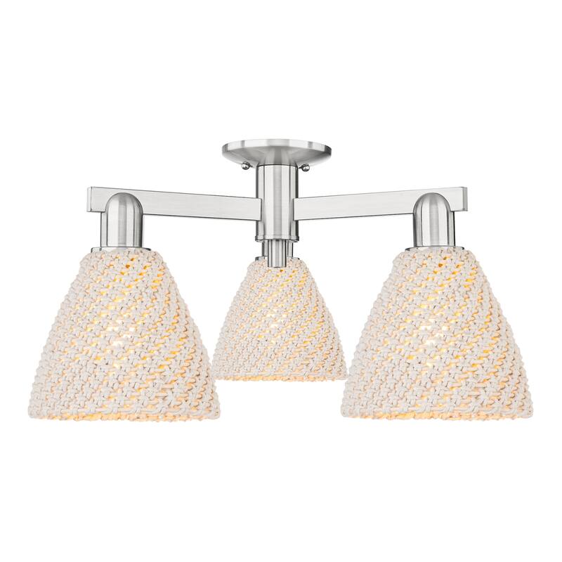 Innovations Lighting 716-3F-11-25 Natural Ballston Dome Semi-Flush - Brushed Satin Nickel / Natural