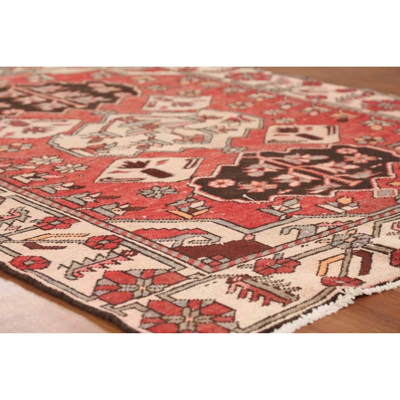 Hand Knotted Oriental 100% Wool Carpet Traditional Medallion Oranges & Rust Bakhtiari Area Rug - 6' 1'' X 4' 11''