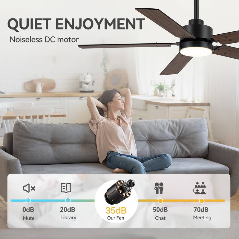 42/48/52/56/62-IN LED Ceiling Fan with Light Kit and Remote(5/7-Blade)