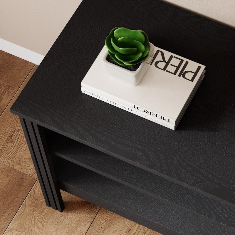 WAMPAT 70 Inch TV Stand for 75 Inch TV, Classic TV Console Table Entertainment Media Stand , Black