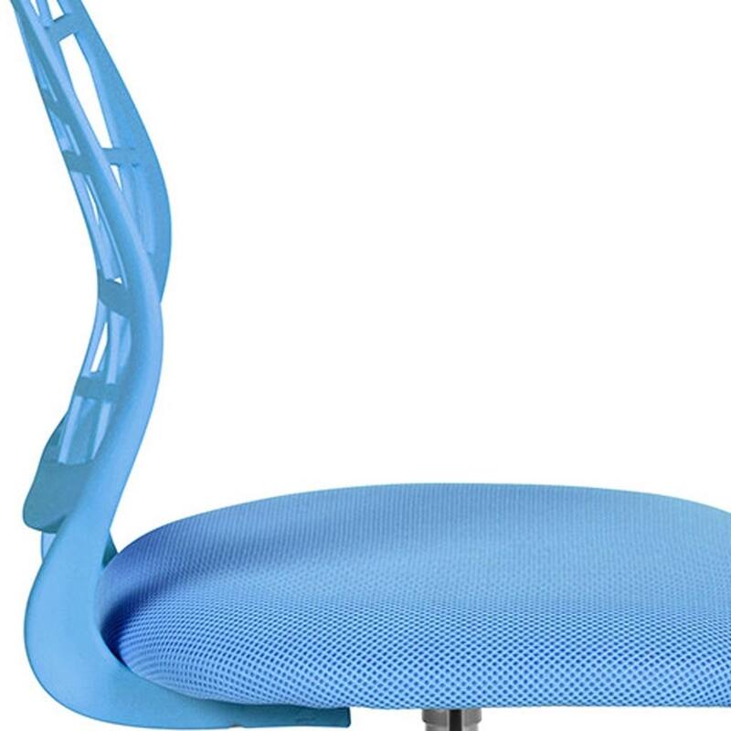Blue and White Adjustable Height Swivel Rolling Office Chair