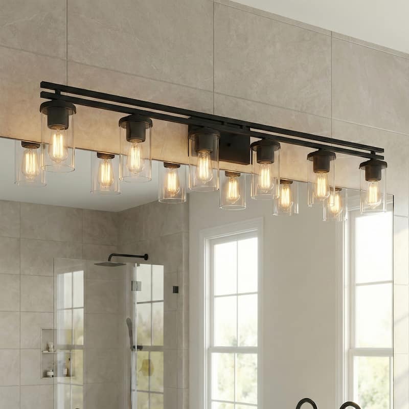 Acroma 6-light Farmhouse Black Dimmable Bathroom Vanity Light - 53''