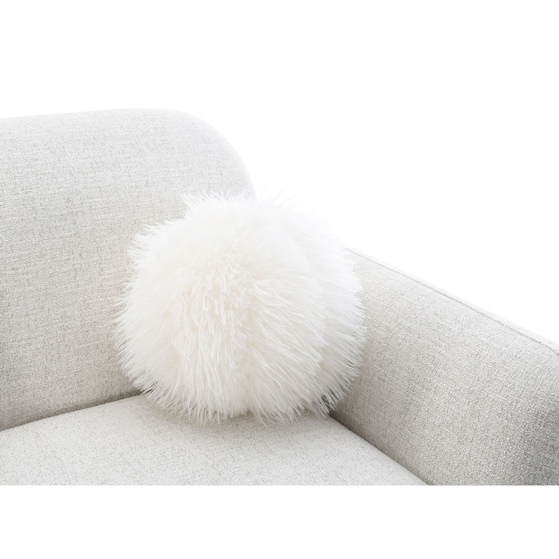 Mid Century Modern Oat Finish 1pc Sofa with Accent Pillows