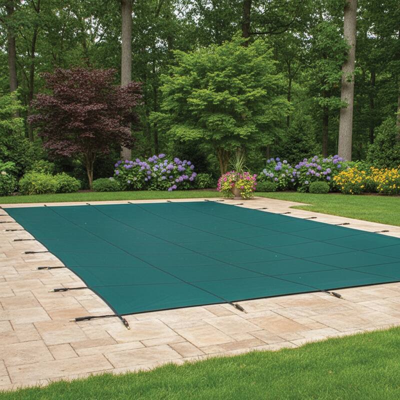 32' Green Rectangular In-Ground Swimming Pool Winter Cover