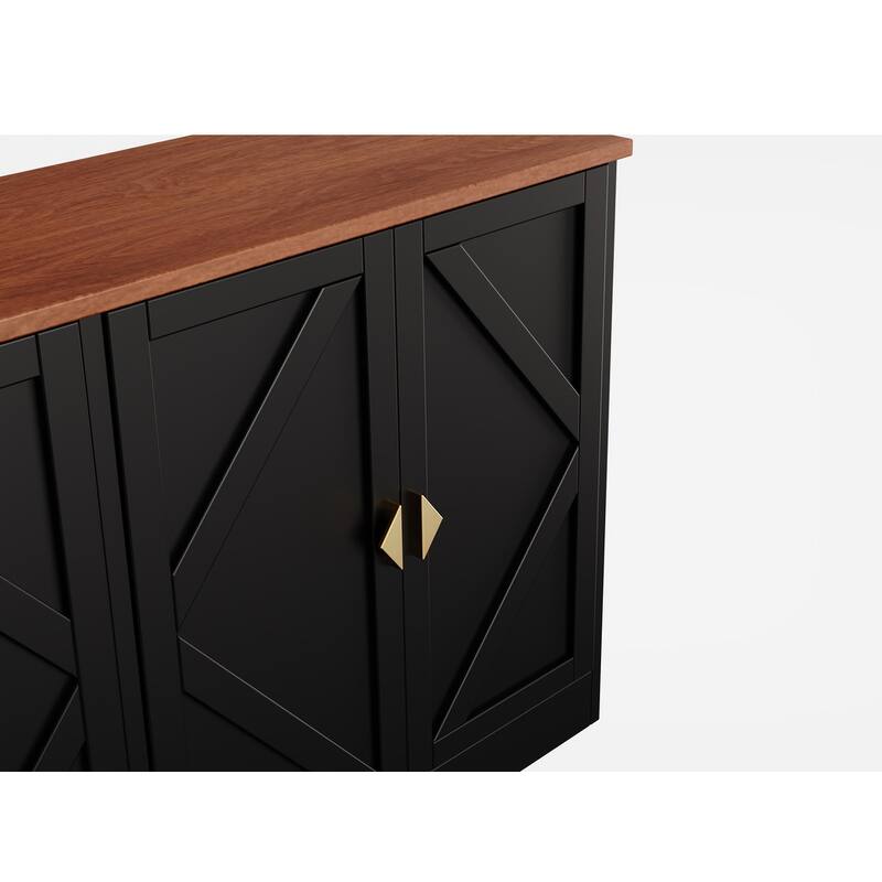 4 Doors Modern Storage Cabinet with Line Design