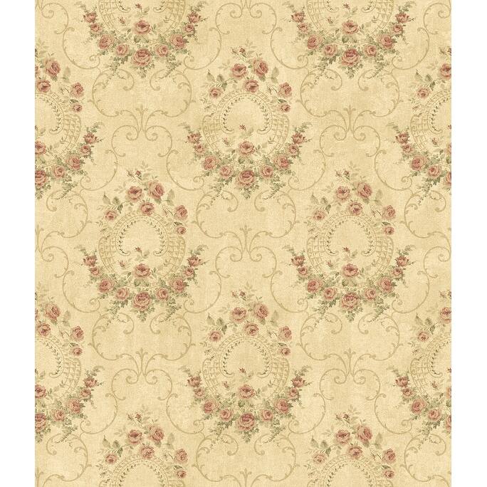 Chesapeake Georgiana Tearose Gold Cameo Wallpaper - 20.5in x 396in x 0.025in - 20.5in x 396in x 0.025in