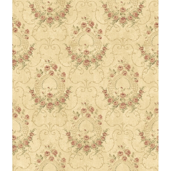 Chesapeake Georgiana Tearose Gold Cameo Wallpaper - 20.5in x 396in x 0.025in - 20.5in x 396in x 0.025in