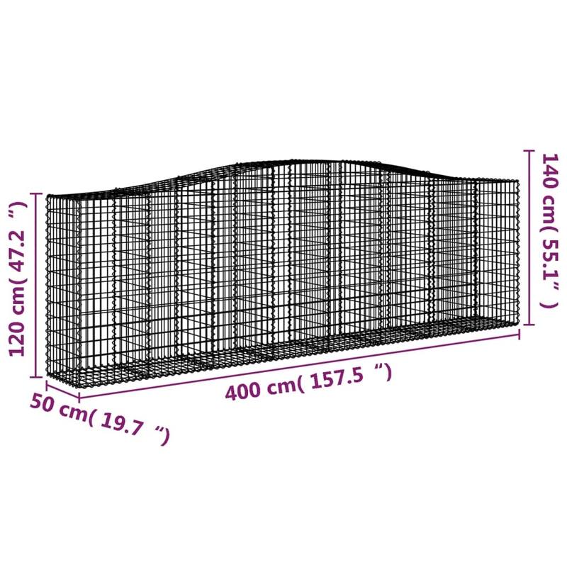 vidaXL Gabion Basket Arched Gabion Basket Planter for Flower Galvanized Iron - 78.7 x 78.7 x 23.6 inch