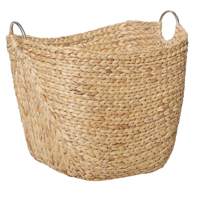 Seagrass Handmade Large Woven Decorative and Functional Storage Basket with Handles - Brown, White, Black