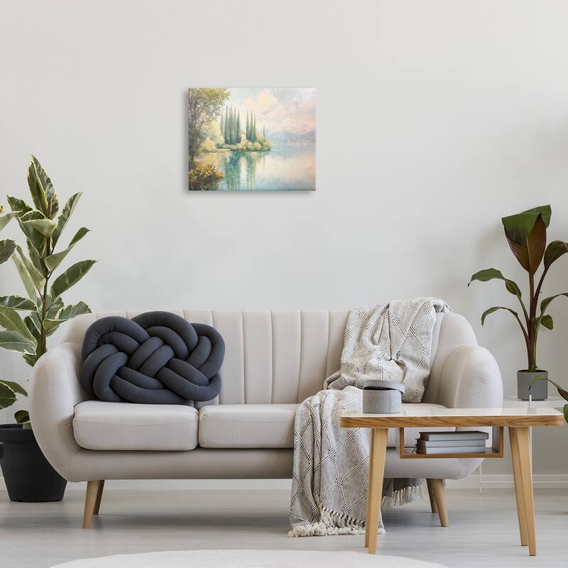 Stupell Lakeside Mansion View Canvas Wall Art Design By Petal Prints Design