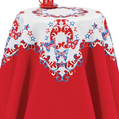 Embroidered Patriotic Butterflies Cut-Out Table Linens