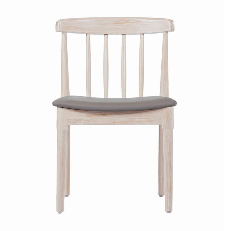 Commercial Solid Wood Dining Chair with Vinyl Padded Seat - Set of 2