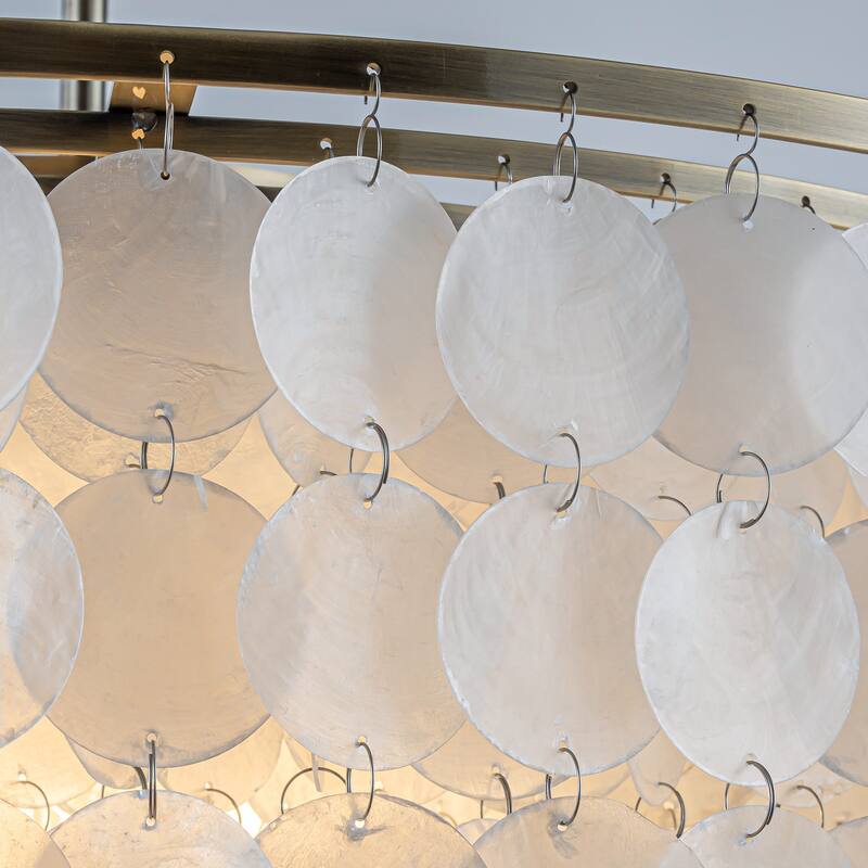 3/6-Lights Unique Tiered Bronze Capiz Chandelier with Seashell Accents