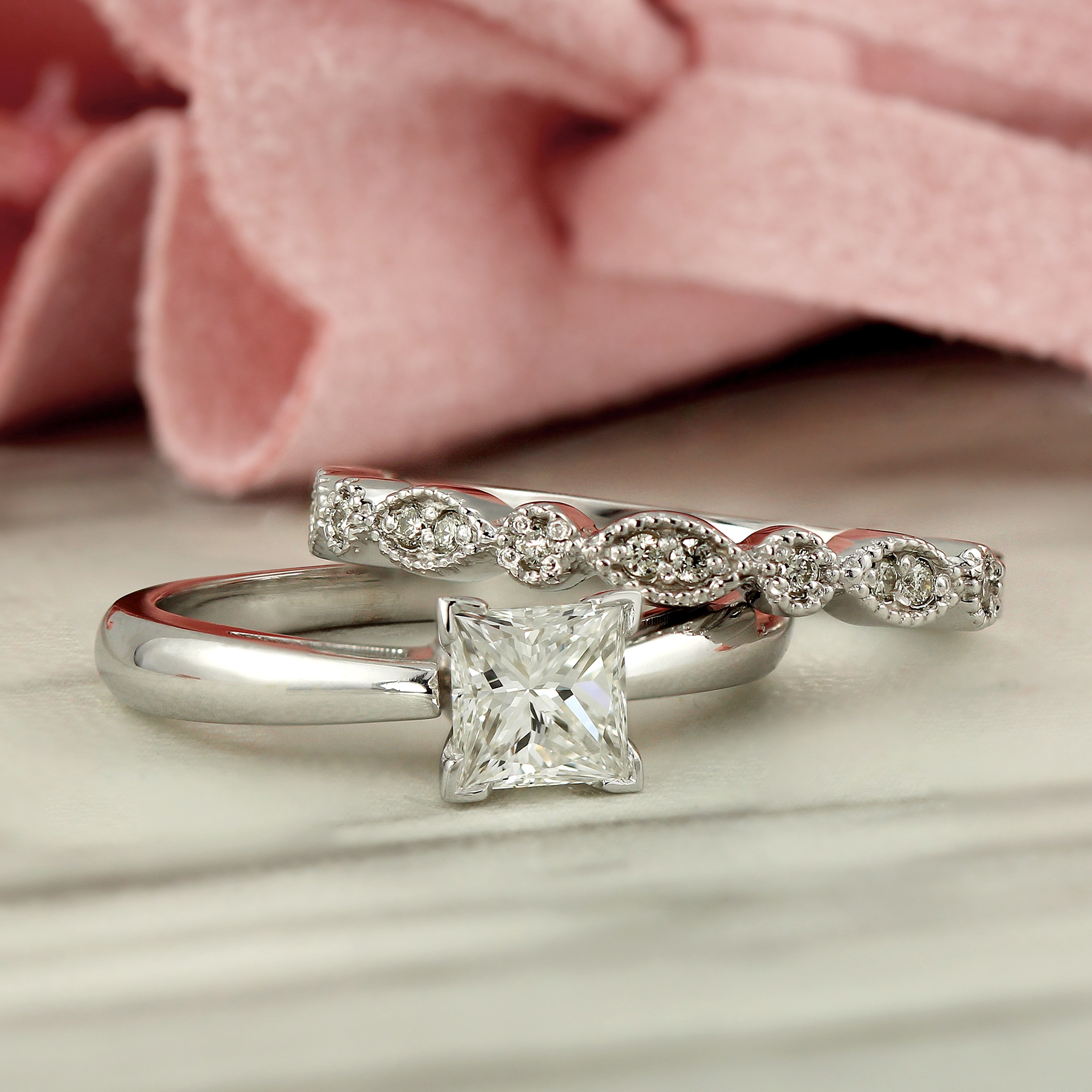 Auriya 14k Gold 1 1 6ctw Princess Cut Solitaire Diamond Engagement Ring Set Overstock 17997993