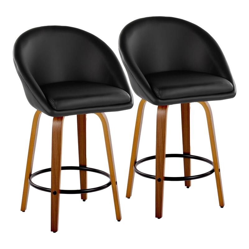 Carson Carrington Livesey High Back 26" Fixed-Height Counter Stool with Bent Wood Legs & Round Footrest (Set of 2)