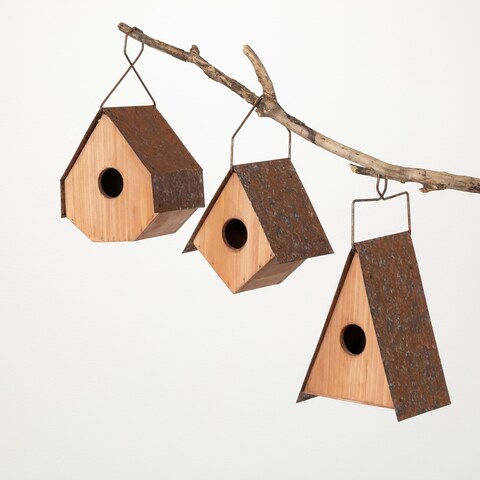 Sullivans Modern Bird Abodes - Set of 3; Brown