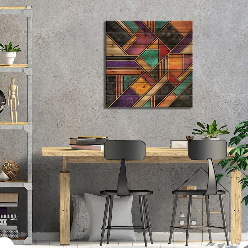 Colorful City Night Print On Wood by Elisabeth Fredriksson - Multi-Color