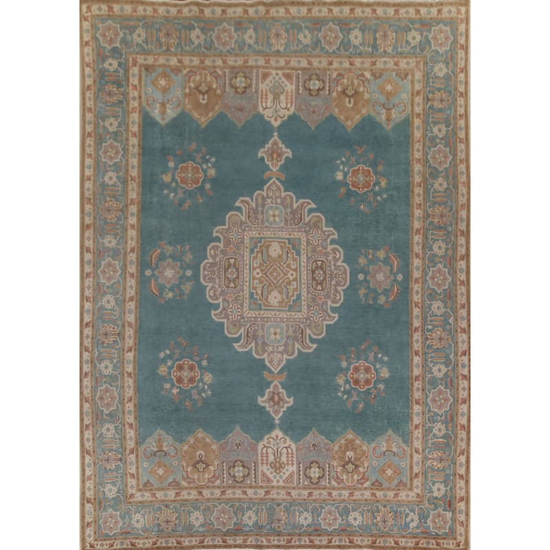 Over-Dyed Tabriz Persian Antique Area Rug Handmade Wool Carpet - 9'11"x 13'1"