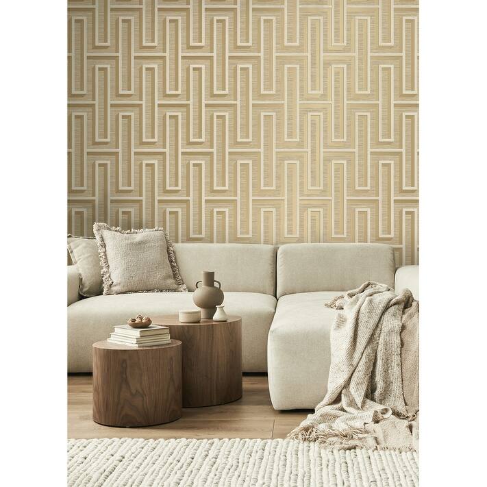 Advantage Henley Wheat Geometric Grasscloth Wallpaper