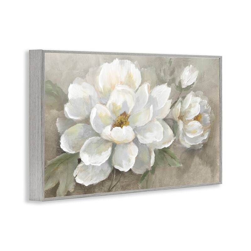 Stupell Blooming Magnolias on Beige Framed Giclee Art Design By Nan