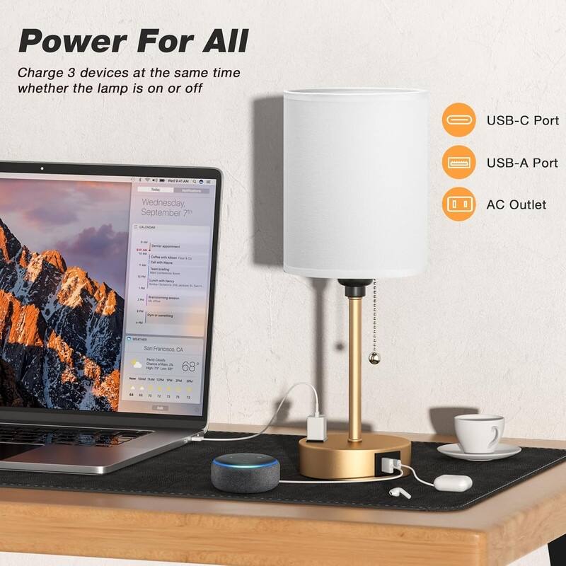 Small Bedside Table lamp for Bedroom - 3 Color Temperatures