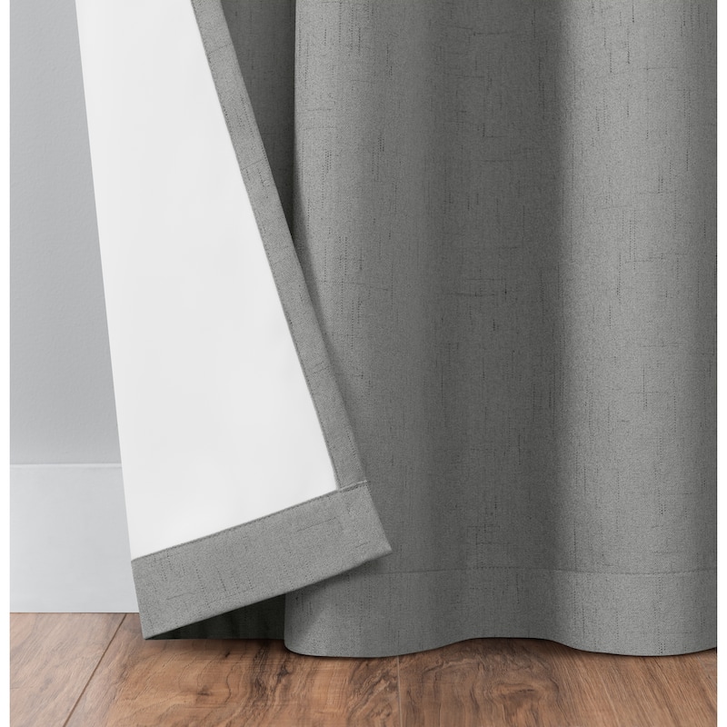 Eclipse Pembroke 100% Blackout Curtains, Faux Linen Grommet Window Curtains (2 Panels)