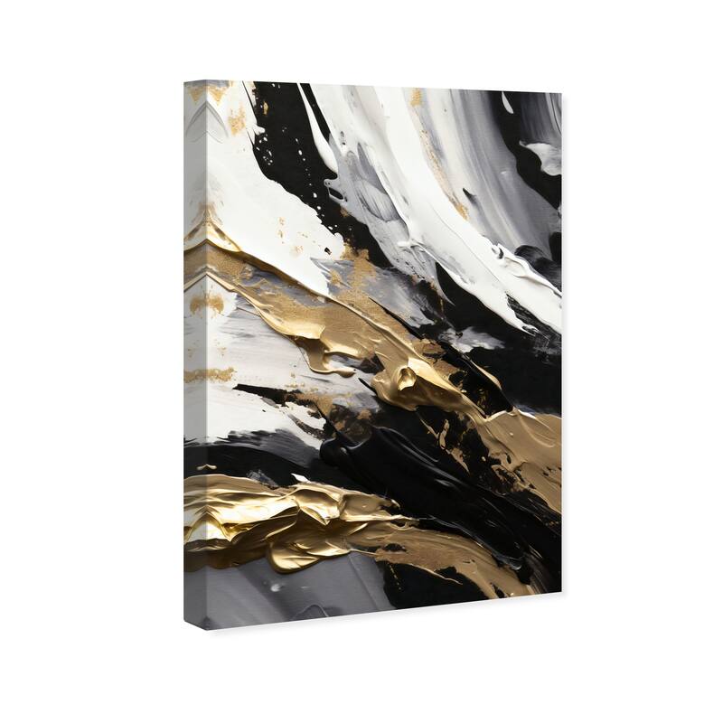 Wynwood Studio Abstract Spilled Golden Paint Gold and Modern & Contemporary Wall Art Canvas Print