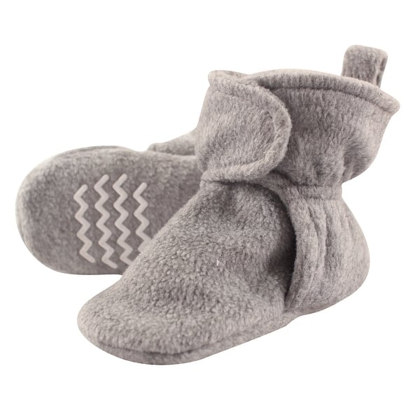 slide 1 of 1, Hudson Baby Baby Cozy Fleece Booties, Heather Gray 0-6 Months - Heather Gray