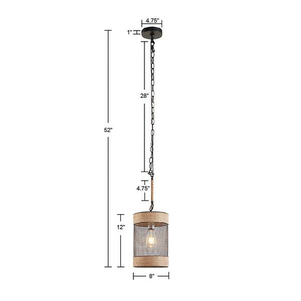 Natural Rope and Metal Mesh Cylinder Pendant Light - Bed Bath & Beyond ...