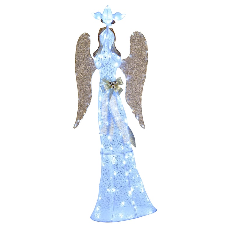 Costway 3D Lighted Angel Christmas Decoration with Pigeon, Golden - as pic shows - See Details