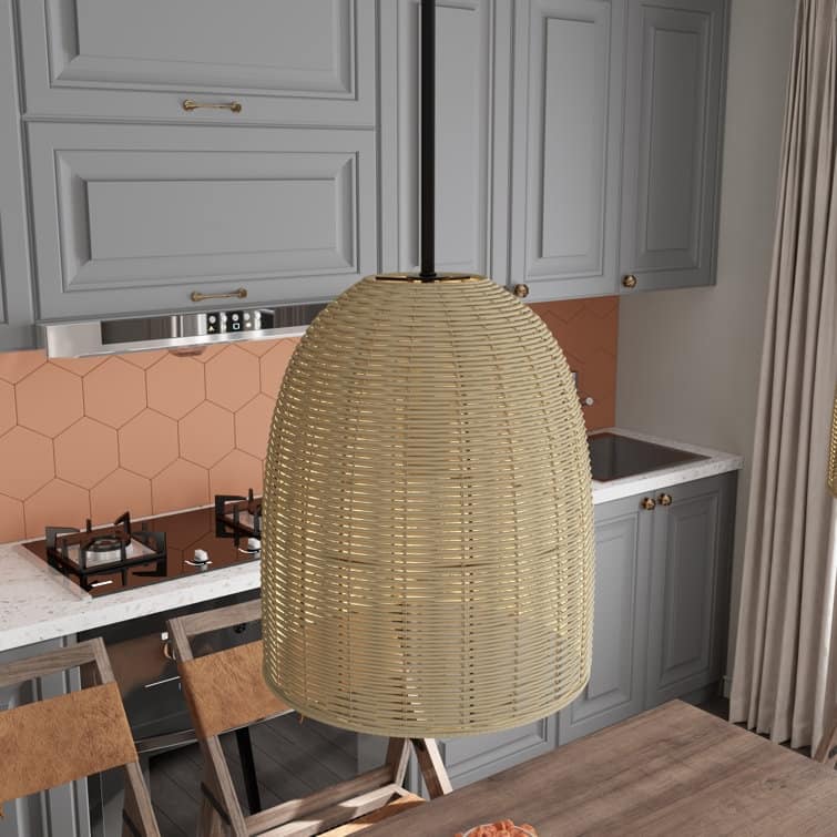 Acroma 1-light Farmhouse Rattan Kitchen Island Pendant - N/A
