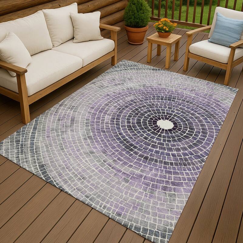 Machine Washable Indoor/ Outdoor Mosaic Rome Chantille Rug